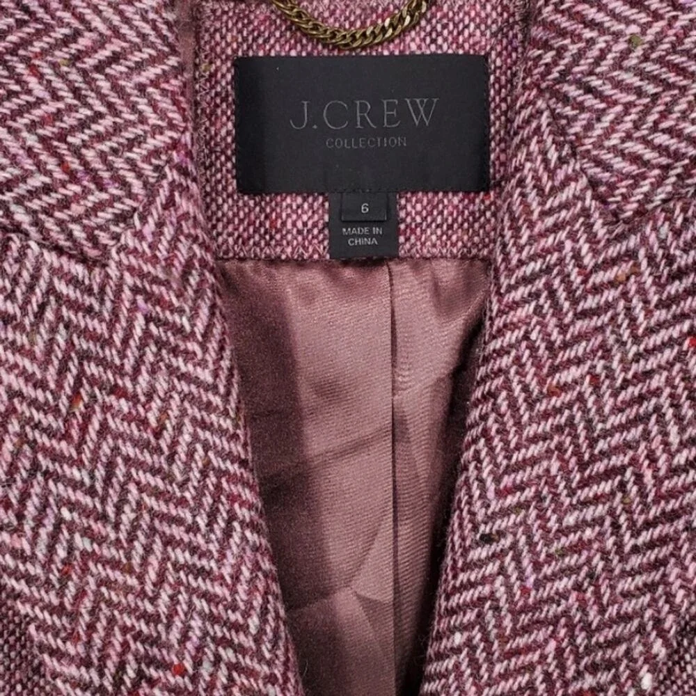 J.Crew Collection Irish Tweed Herringbone Wool Coat John Hanly Size 6